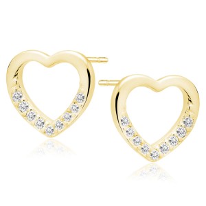 Cercei placati cu aur galben din argint inima cu pietre DiAmanti Z1697EG-DIA (Argint 925‰ 1,4 g.)